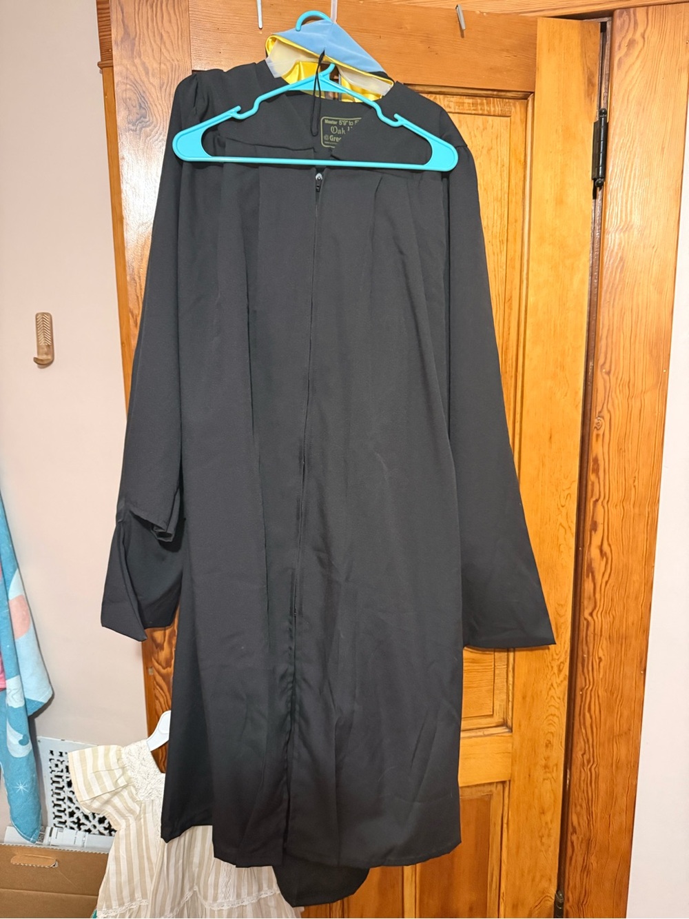 Black Graduation Gown with Zipper Closure